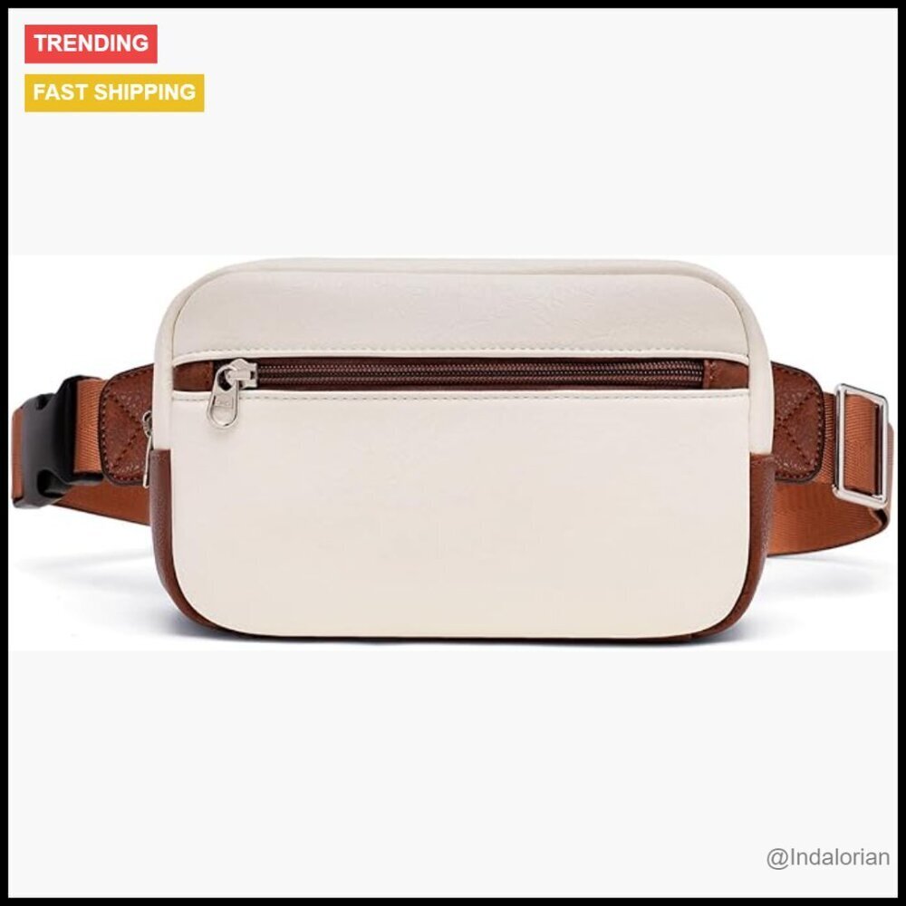 Vegan Leather Fanny Pack Crossbody Bag Waterproof Adjustable Strap Minimalist